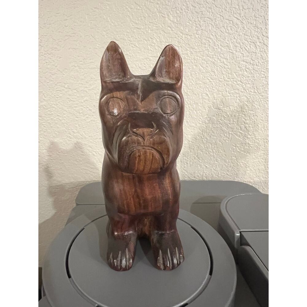 French Bulldog Statue – Handcrafted Wooden Canine Figurine for Home Décor